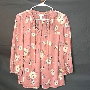 Faith & Joy Elbow Lenth Blouse, Spring Blouse, Floral Top, Purple, Spring Blouse